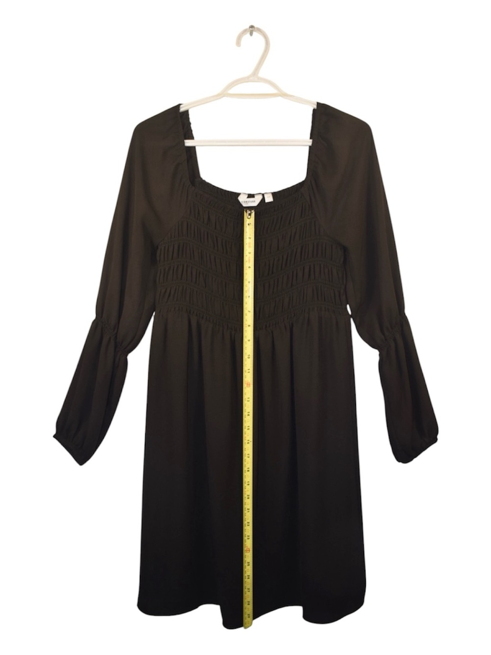 Reitmans Black Smocked Square Neck Long Sleeve Dress - Picture 3 of 6
